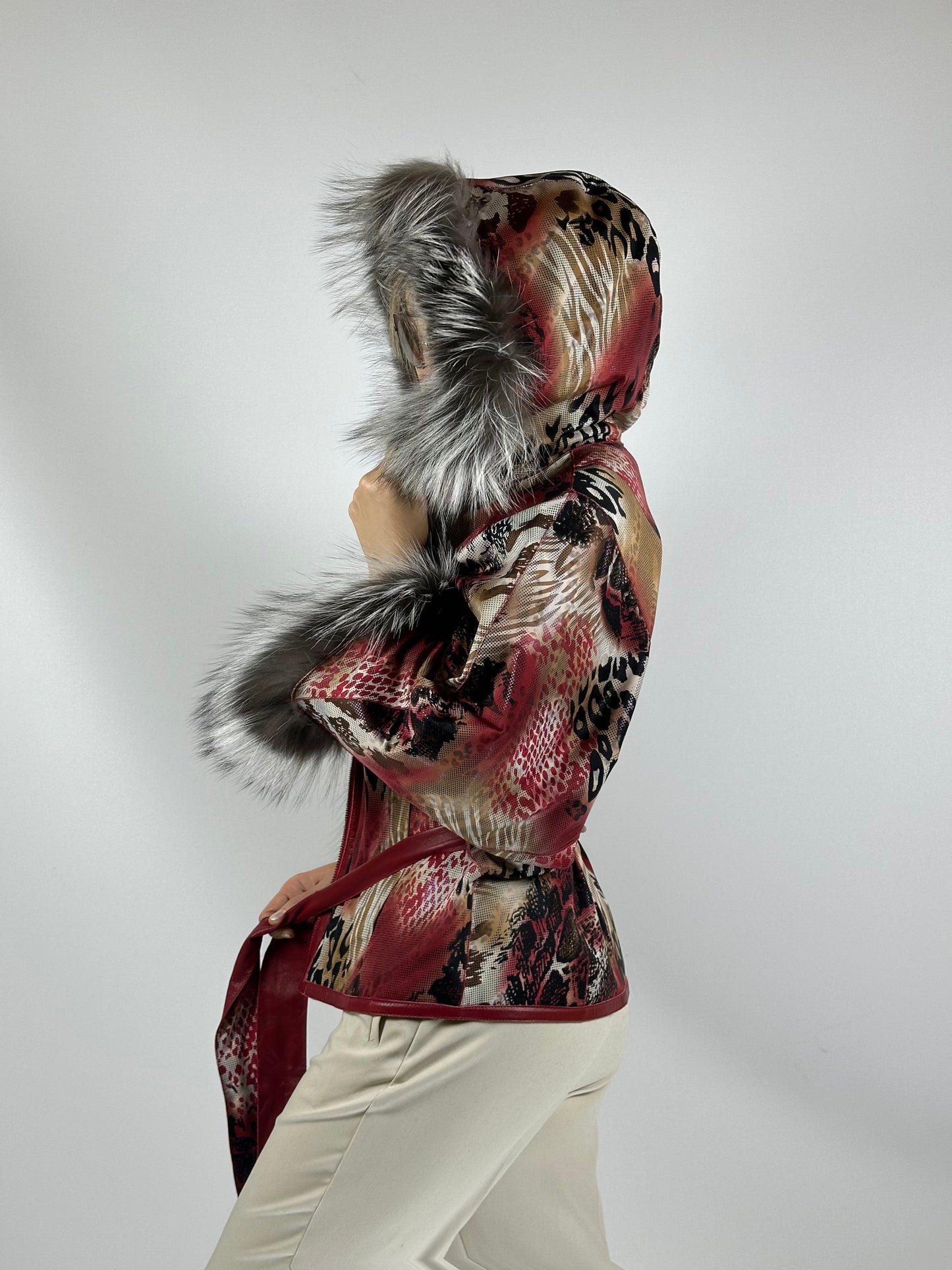 Reversible Leather Coat with Arctic Fox Fur