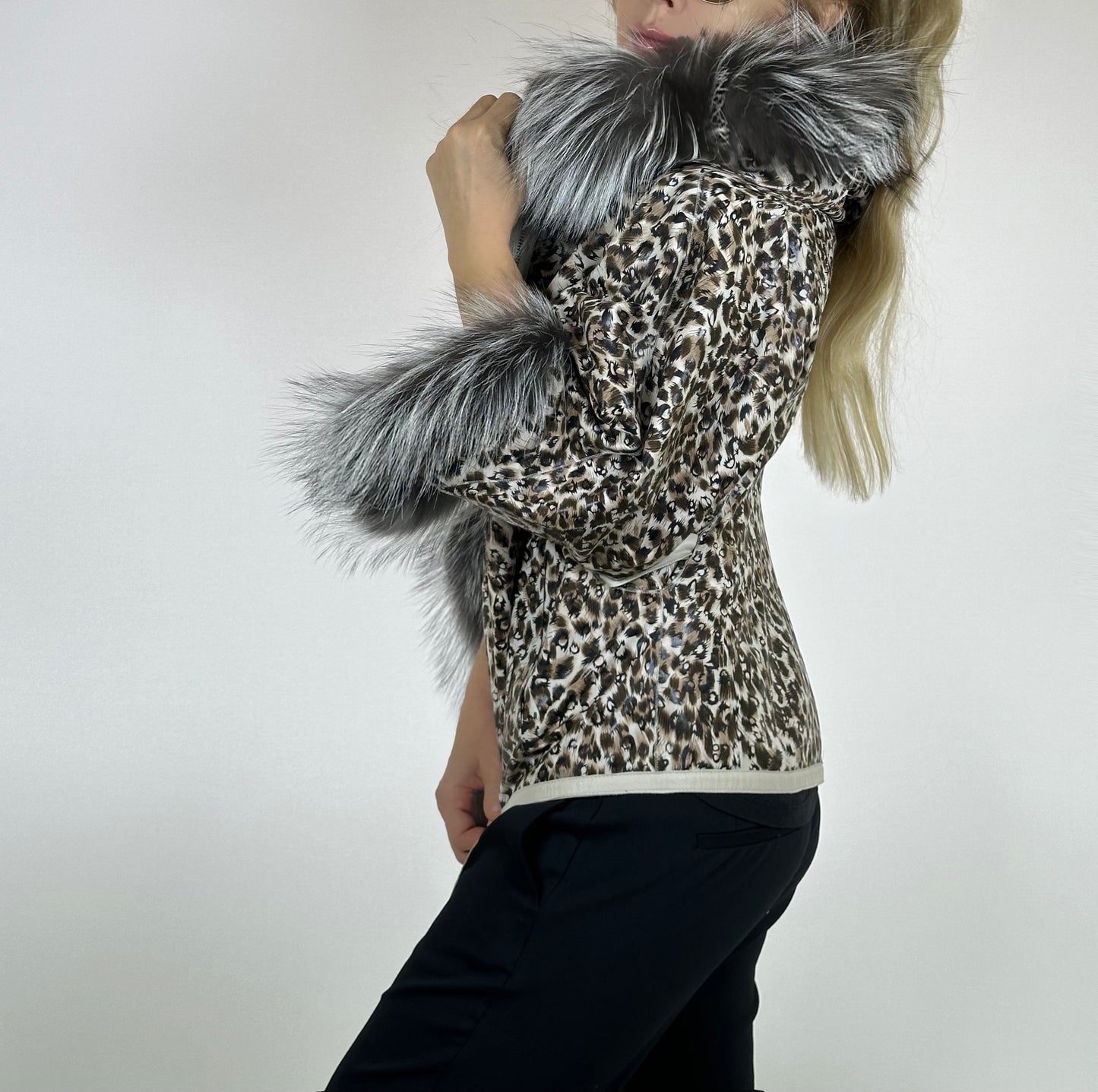 Reversible Leather Coat with Arctic Fox Fur