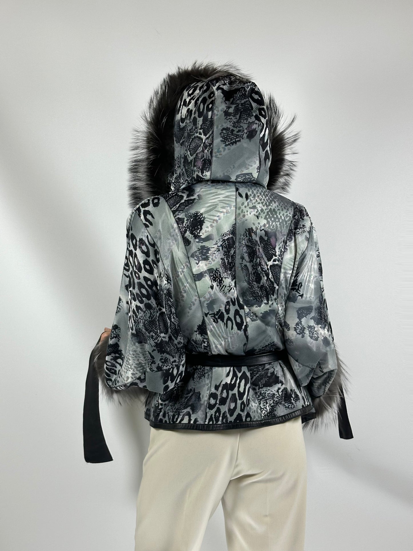 Reversible Leather Coat with Arctic Fox Fur