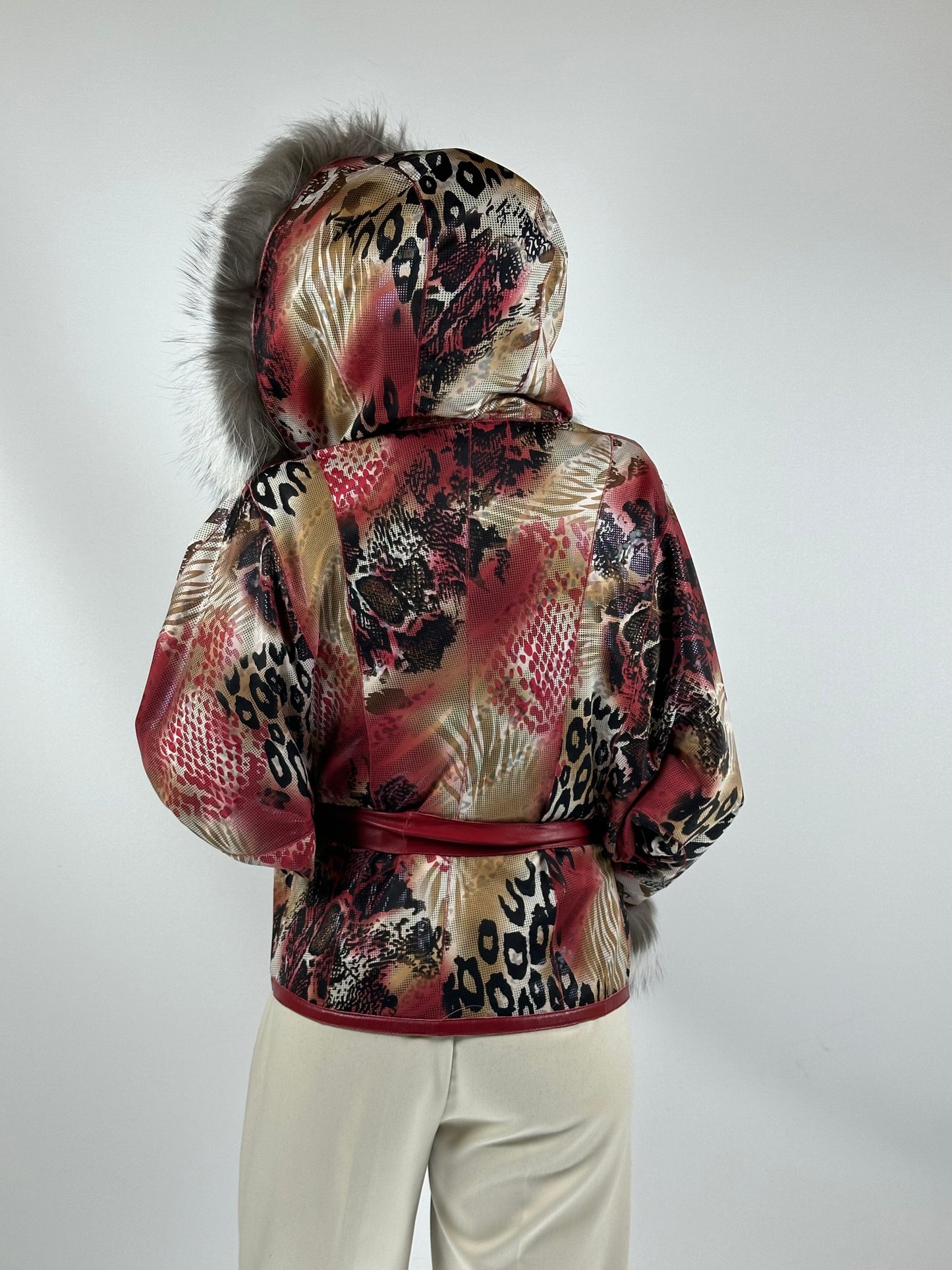 Reversible Leather Coat with Arctic Fox Fur