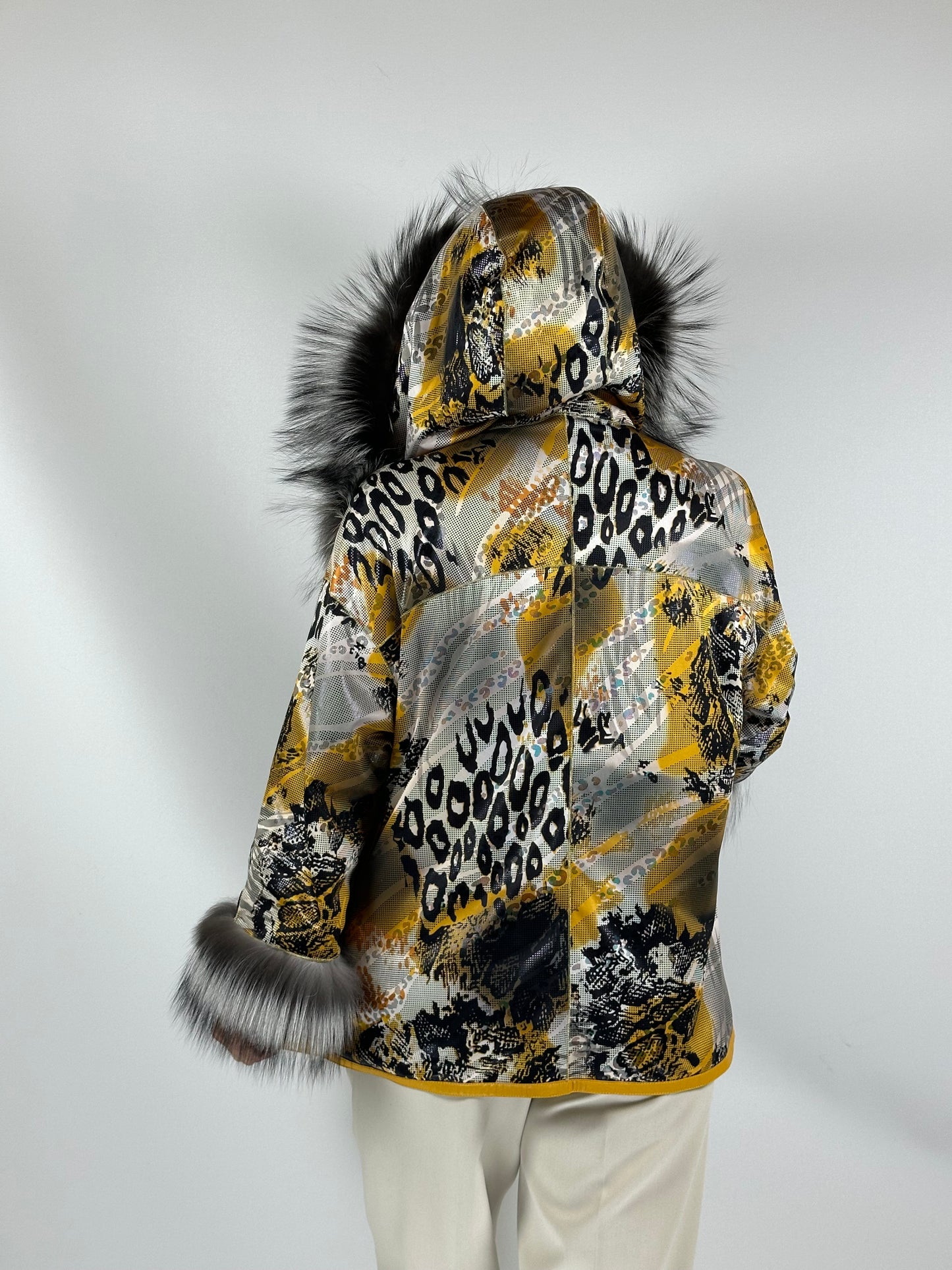 Reversible Leather Coat with Arctic Fox Fur ( Side zip )
