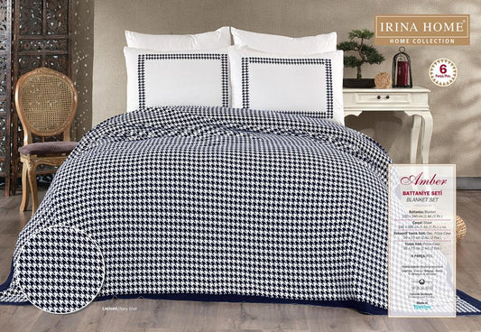 Navy Houndstooth Bedding Set